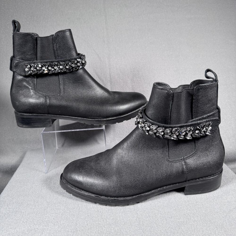 White House Black Market Boots Womens Size 9.5M Chelsea Ankle Crystal Strap
